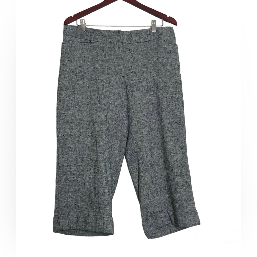 Lane Bryant Womens Gray Linen Blend Cropped Trouser Pants Size 14 Casual Office
